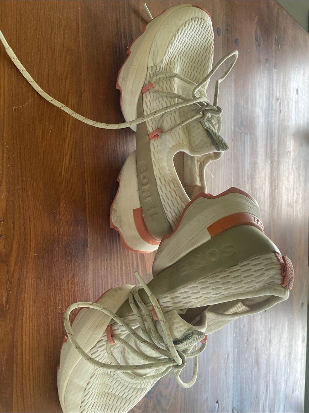 Sorel Beige Sneakers with Coral Trim - Lightweight Lace-Up Trainers